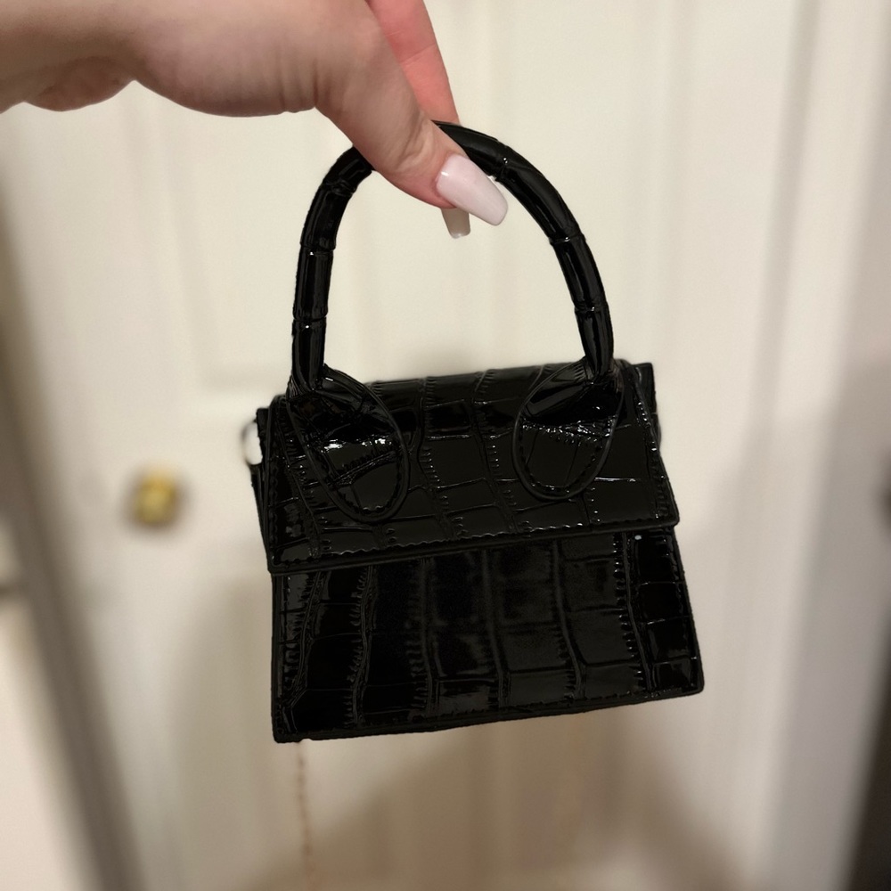 Mini black snake skin purse